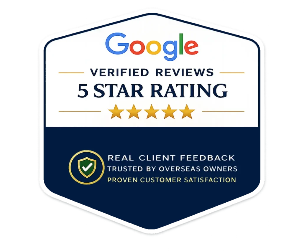 Google verified reviews 5 star rating badge for Lonely Homes Property Management