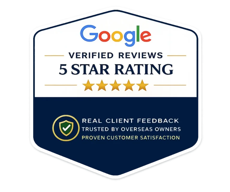 Google verified reviews 5 star rating badge for Lonely Homes Property Management