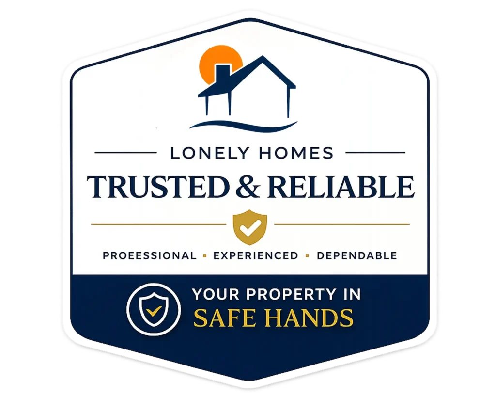 Lonely Homes trusted and reliable property management badge with your property in safe hands