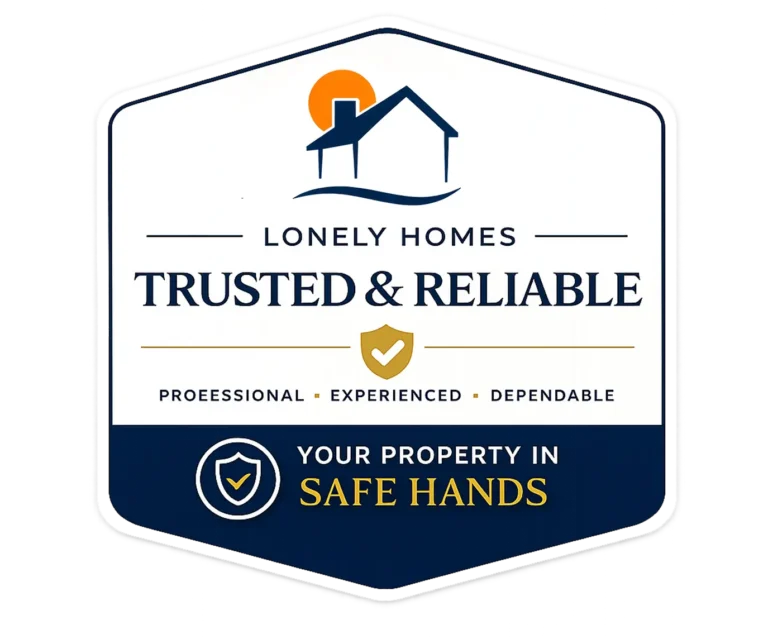 Lonely Homes trusted and reliable property management badge with your property in safe hands