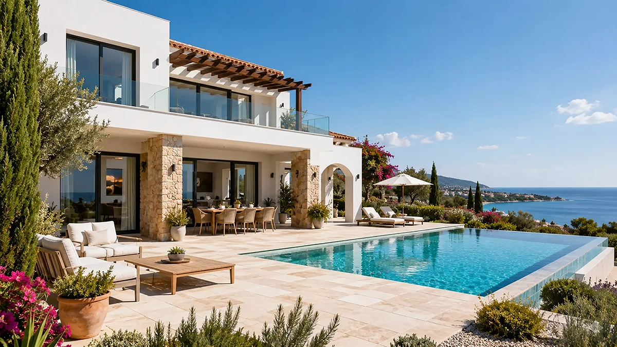Luxury holiday home with swimming pool in Cyprus maintained by professional property management services.