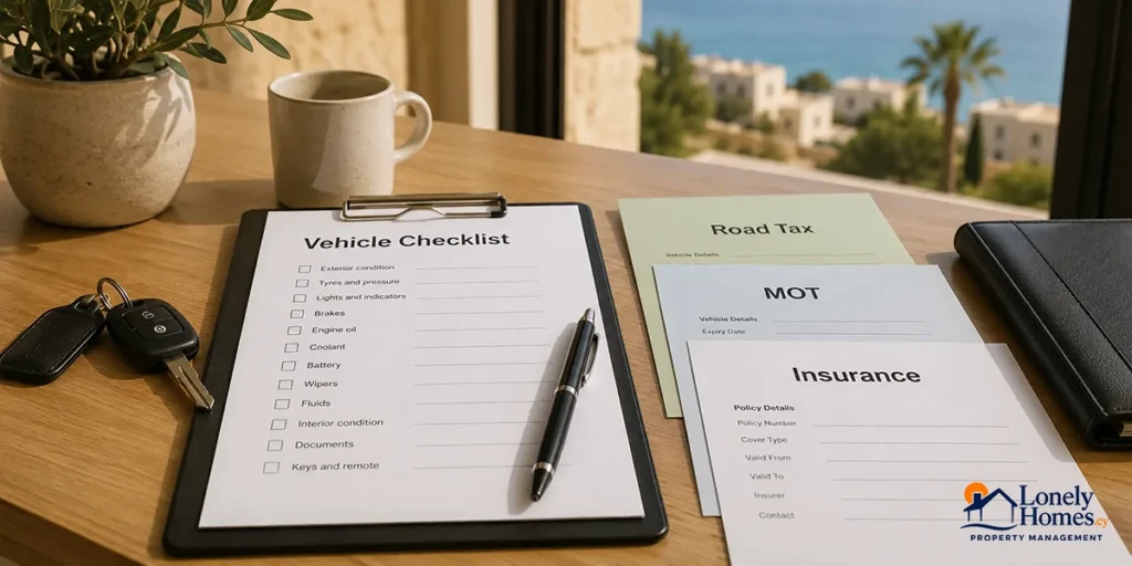 Road tax MOT and insurance checklist for a car left in Cyprus