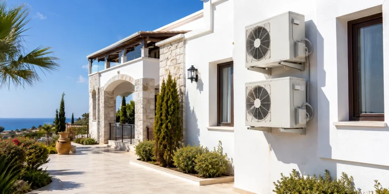 Outdoor air-conditioning units at a Cyprus villa